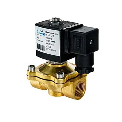 Imagen de FSA Electroválvula latón 1/2&quot; 12V DC 0 10 bar Viton normalmente cerrada
