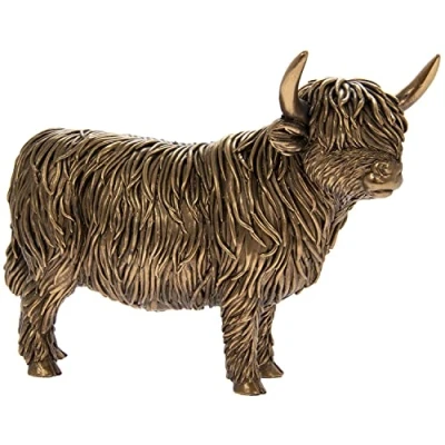 Imagen de The Leonardo Collection Figurita, Resina, Reflections Bronzed Highland Cow, Talla única