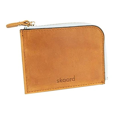 Imagen de skaard Monedero para mujer Pequeño Piel auténtica, Marrón Hielo Azul, small, Minimalista