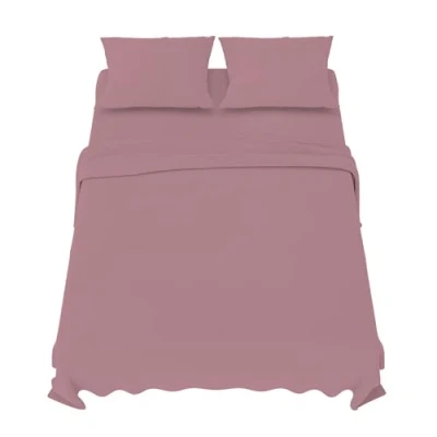 Imagen de Dreamzie Sabanas 150x200 cm Juego de 4 Piezas Poliéster Microfibra Cepillada Sabana Bajera, Encimera Cama y 2 Fundas Almohada (Sabanas 150, Rosa)
