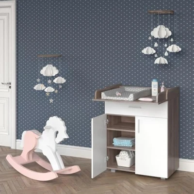 Imagen de Vicco Cómoda Cambiador Lena, Blanco/Sonoma/Sonoma, 75 x 100 cm