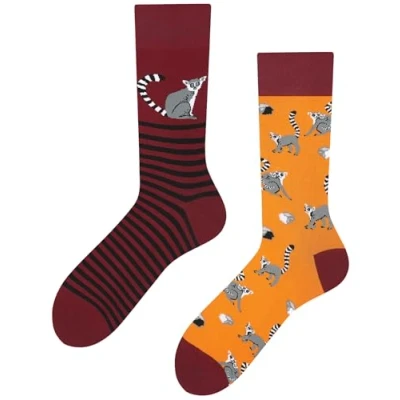 Imagen de TODO Colours Divertidos calcetines con diseño Multicolor, colorido, loco para la alegría de vivir, lémur, 35 38