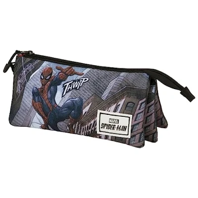 Imagen de Karactermania Spiderman Arachnid Triple Large Estuche escolar para niños, Talla: One Size, Rojo