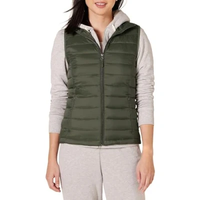 Imagen de Amazon Essentials Chaleco Plumífero Plegable y Ligero, Resistente al Agua Mujer, Verde Oliva, XL