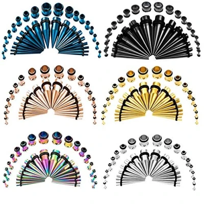 Imagen de TBOSEN juego de 36 dilatadores oreja Acero inoxidable, herramientas con ojales 14 g 00 g, inoxidable