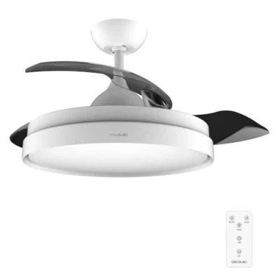 Imagen de Cecotec Ventilador de Techo con Aspas Retráctites y Lámpara EnergySilence Aero 4280 Invisible White. 40 W, Diámetro 42&quot; (106cm), Temporizador, 3 Tonos Luz, Función Verano Invierno