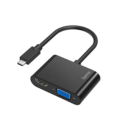 Imagen de Adaptador Hama 002003130000, USB C, HDMI, VGA, 4K, Negro