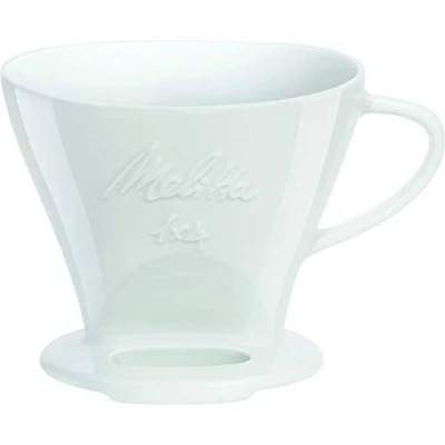Imagen de Melitta Portafiltros de Porcelana para Café Pour Over, Asa, Tamaño 1x4, 2 Aberturas Laterales, Blanco