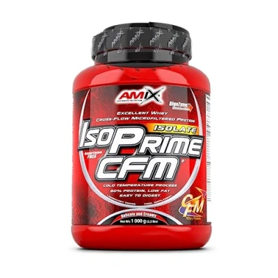 Imagen de AMIX Proteína Isolada IsoPrime CFM, 1 Kg Gran Aporte de Aminoácidos Contiene Enzimas Digestivas Libre Aspartamo, Proteínas para Aumentar Masa Muscular, Sabor Plátano