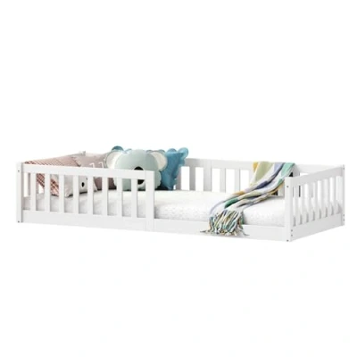 Imagen de IDIMEX Gustavo Montessori Cama de suelo (90 x 200 cm, madera pino maciza), color blanco