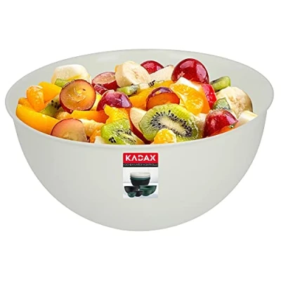 Imagen de KADAX cuenco de plástico, ensaladera, apilable, cocina, redondo para servir ensalada, masa, apto lavavajillas (5L, crema)