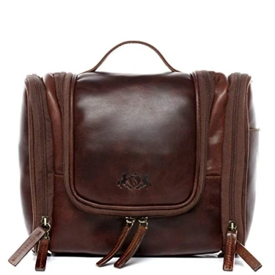 Imagen de SID &amp; VAIN Neceser Hombre Grande Cuero I Neceseres de Viaje Bolsa Aseo Dexter marrón Hecho a Mano