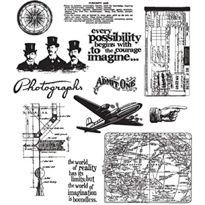 Imagen de Stampers Anonymous Tim Holtz Cling Stamps 7&quot;X8.5&quot; Warehouse District Sello de Distrito, Goma y Espuma, Negro