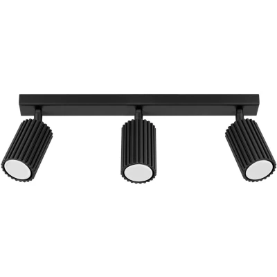 Imagen de SOLLUX LIGHTING Downlight de techo carbono, negro, longitud 45 cm, aluminio, 3 luces.