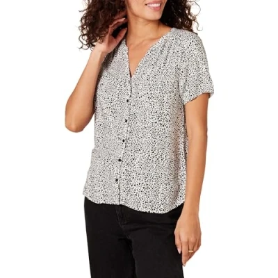 Imagen de Amazon Essentials Blusa Tejida de Manga Corta Mujer, Negro Blanco Animal, M