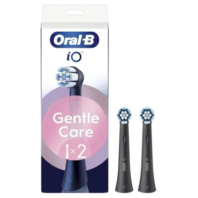 Imagen de Oral B Series iO Gentle Care Cabezales De Recambio Originales, Pack 2 Recambios Negros Para Cepillos Dientes Eléctricos iO, Cepillado Suave, Apto Encías Sensibles