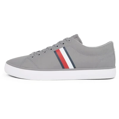 Imagen de Tommy Hilfiger Sneaker con suela vulcanizada Hombre Core Stripes Mesh Low Top, Gris (Universal Grey), 40