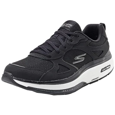 Imagen de Skechers Go Walk Workout Walker, Zapatillas Mujer, Cuero Negro y Textil Blanco, 39 EU