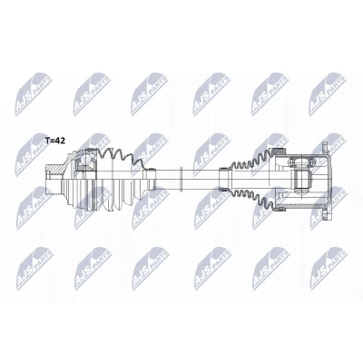 Imagen de NTY NPW AU 008 Árbol de transmisión Eje delantero, izquierda, derecha, derecha 490 AUDI: A6 C7 Berlina, A7 Sportback, Q5