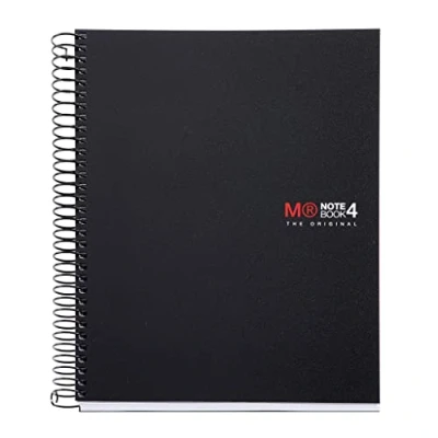 Imagen de Miquelrius Cuaderno Espiral Microperforado, Cubierta Polipropileno Opaco, Tamaño A5 148 x 210 mm, 2 Taladros, 140 Hojas de 70 g/m² y 4 Franjas Color, Cuadrícula 5 color Negro