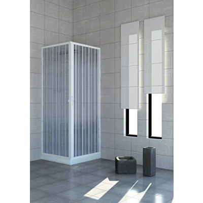 Imagen de Rollplast BLUN2CONCC28080080 Mampara para ducha, PVC, : 80 x 185 cm, 2 puertas laterales, color blanco