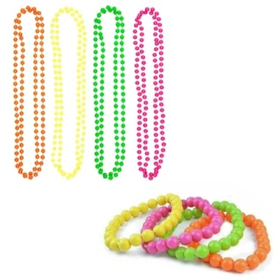 Imagen de BOBOZHONG Collares de Cuentas neón,8pcs Juego Collar y Pulsera neón,Accesorio para Disfraz los 80 Festivales,Raves