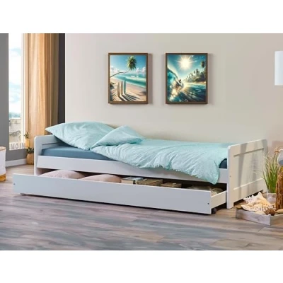 Imagen de Inter Link Cama nido Con cajones almacenaje de madera maciza 90 x 200 cm 2 camas somier Blanco barnizado Surf