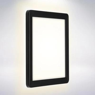 Imagen de BRILONER Leuchten LED 3010 015, lámpara de Pared para Exterior con Efecto luz Fondo, 8 W, 1.200 lúmenes, 4.000 Kelvin, Blanca/Negra, Cuadrada, 190x190x28 mm (LxAxA)