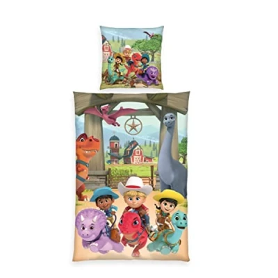 Imagen de Klaus Herding GmbH Dino Ranch Juego de Cama (Funda Almohada 80 x cm, Funda nórdica 135 200 Cierre Cremallera, 100% algodón)