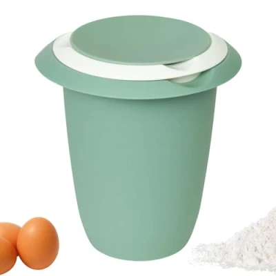 Imagen de Westmark Recipiente para batir Con tapa de dos partes, 1 l, pico, Plástico, Blanco/verde menta, 3151227M