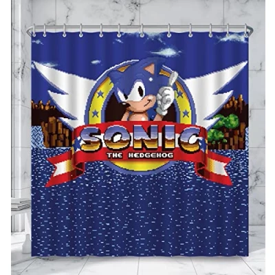 Imagen de Fizz Creations Sonic The Hedgehog Cortina de Ducha (180 x 180 cm, 100% poliéster, con Licencia Oficial Hedgehog)