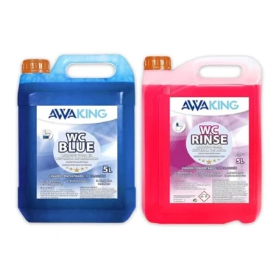 Imagen de Liquido WC Quimico Caravana Blue 5L + Rinse 5L,Liquido Autocaravanas Aditivo Aguas Negras Concentrado Taza Cisterna,Caravanas,Depósito Residuos Autocaravanas,Sanitary Fluid,Líquido Potty