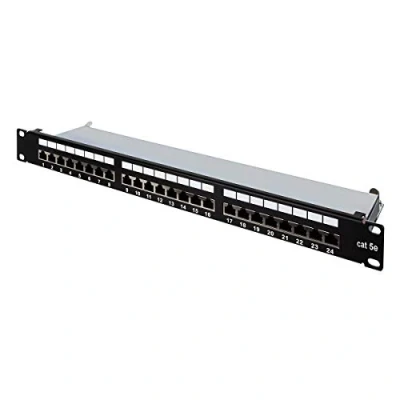 Imagen de Aiten Data Patch Panel/Panel de Parcheo Blindado, 24 Puertos 1U Cat 5e FTP para Armarios Rack, con Numeración Tomas, Bridas y Tornillos Instalación