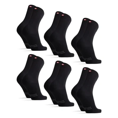 Imagen de DANISH ENDURANCE Calcetines de Algodón Orgánico para Uso Diario, Clásicos y Cómodos, Suaves Transpirables, Hombre Mujer, 6 Pack Negro 48 51