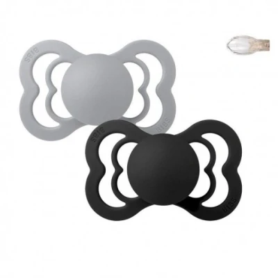 Imagen de 2 Chupetes BIBS Supreme Cloud/Black Silicona