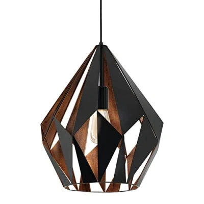 Imagen de EGLO Carlton lámpara colgante, negro/cobre, Ø 38,5 cm