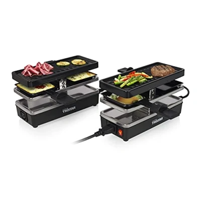 Imagen de Tristar RA 2742 Set de 2 Raclettes con 4 bandejas extraíbles, superficie antiadherente 23,8 x 10,4 cm, base antideslizante, diseño único