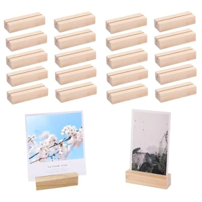 Imagen de mengger 20 pcs Tocón Madera Soportes Foto Pinzas Clips Sostenedor Nota Nombre Número Mensaje Decoración Boda soporte portatarjetas para fotos tarjetas de mesa Portanotas