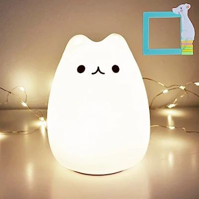 Imagen de CORQUAT Pack luz nocturna infantil y Decorativo de Silicona, lampara bebe noche recargable por USB, quitamiedos infantil, nocturna, para niños.