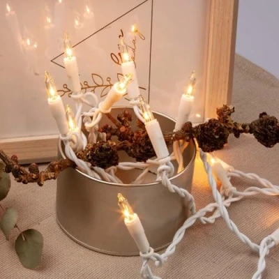 Imagen de hellum 831153 Guirnalda de luces para interior (10 unidades, 1,35 m, con enchufe, interruptor, cadena árbol Navidad, clásicas alimentadas por electricidad, cable