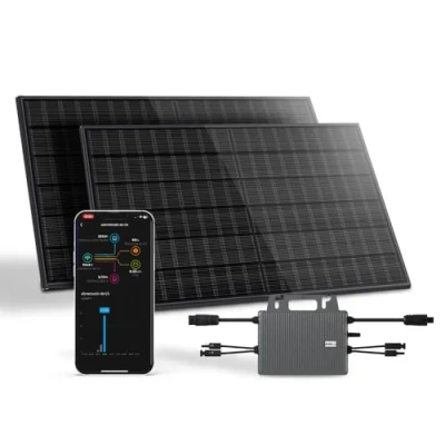 Imagen de Kit Solar Balcón Svan con 2 Paneles Solares Bifaciales de 435W, Microinversor Wifi 800W, Plug &amp; Play, Control desde APP, Protección IP68, Soporte Montaje, Uso Exterior
