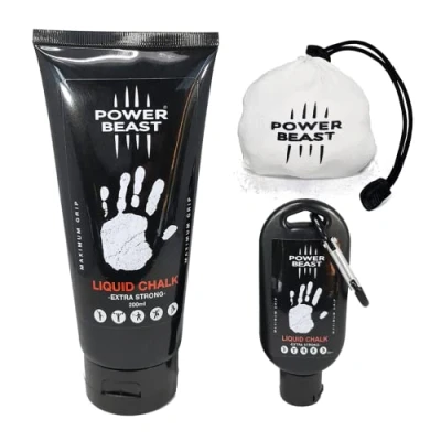 Imagen de Power Beast Pack Magnesio Líquido 200Ml + 50ML 60Gr, Bola Tiza Rellenable, Liquid Chalk, Líquida, Gym, Calistenia, Halterofilia, Padel, Escalada, Tenis, Poledance.