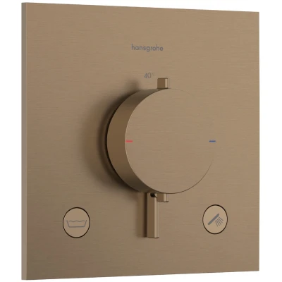 Imagen de hansgrohe Ecostat Comfort E 33716140 termostato de ducha con combinación fusibles, grifo bloqueo seguridad (SafetyStop) a 40 C, para 2 consumidores, bronce cepillado