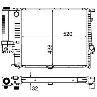 Imagen de MAHLE ORIGINAL CR 280 000S Radiador, refrigeración del motor para vehículos con/sin climatización 520 438 32 Aletas soldadas