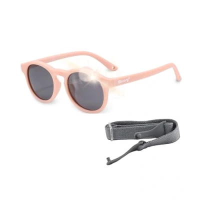 Imagen de Maesy Gafas de sol Bowi Baby 1 3 años Flexibles Correa elástica ajustable Protección polarizada UV400 Niños y niñas pequeños Redondas (Rosa claro)