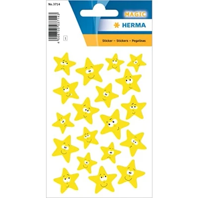 Imagen de HERMA 3714 Pegatinas de neón para niños, estrellas (19 pegatinas, plástico mate), autoadhesivas, diseño permanente, niñas y multicolor