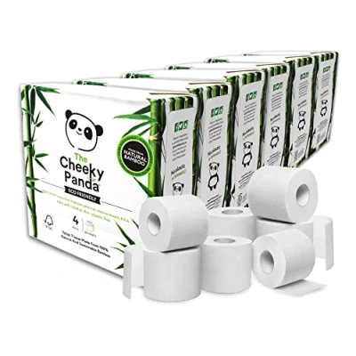 Imagen de The Cheeky Panda Papel Higiénico de Bambú 24 Rollos x 200 Hojas 3 Capas 100% Biodegradable Sin Plastico