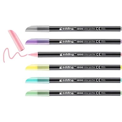 Imagen de edding Bibi &amp; Tina® Juego de 6 rotuladores finos (1200 unidades, punta fina 1 mm, ideal como regalo para niños, escribir y colorear)