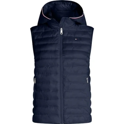 Imagen de Tommy Hilfiger LW Padded Global Stripe Vest WW0WW42051 Chaleco, Azul (Desert Sky), S para Mujer