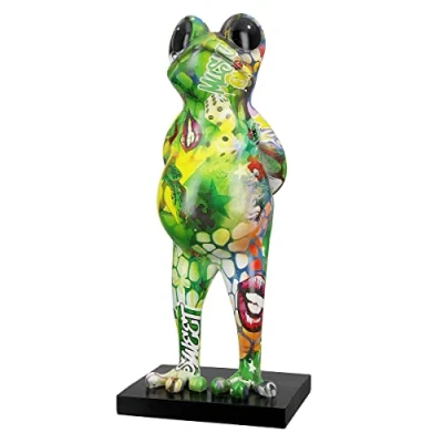 Imagen de Casablanca Figura Decorativa de Animal la Rana Decoración Moderna Resina Diseño Arte Callejero Multicolor, Altura 30,5 cm